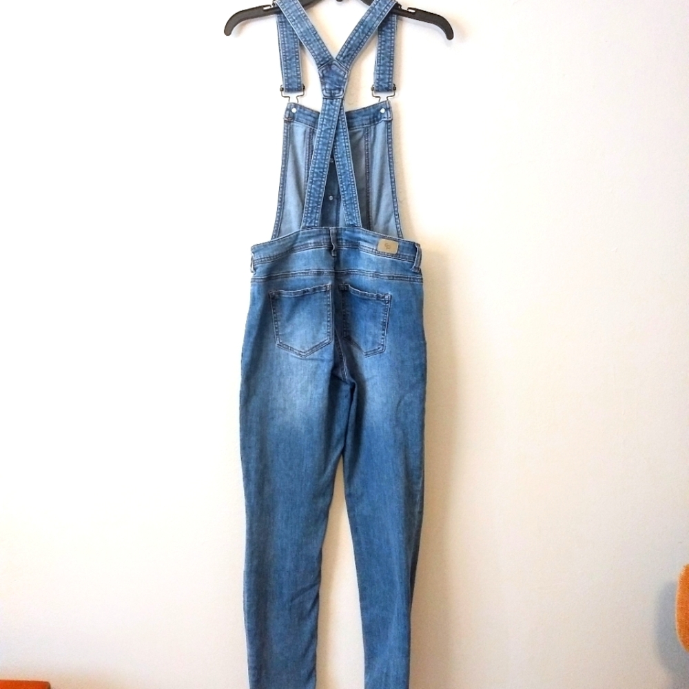 Celebrity Pink Blue Denim Overalls w/ Rip Knee - Picture 7 of 7